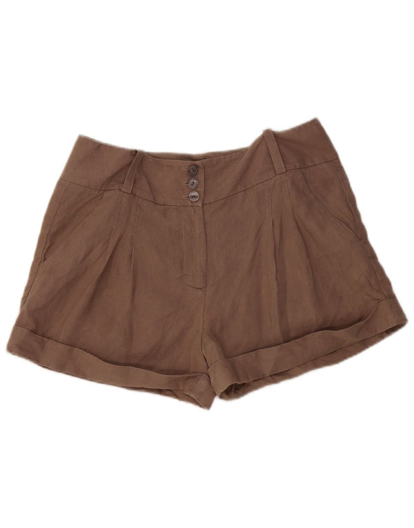 Jigsaw Shorts Chino Feminino Pegged Reino Unido 10 Pequeno W28 Linho Marrom