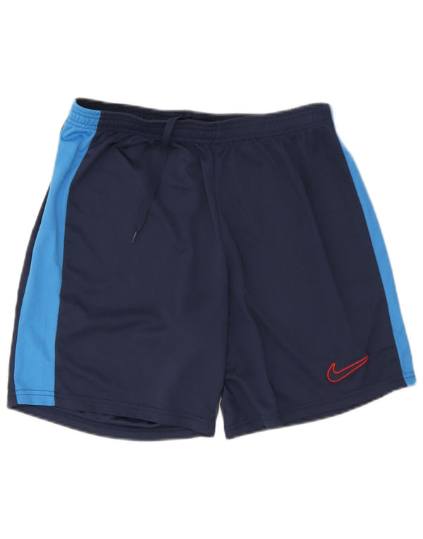 Shorts esportivos masculinos Nike Dri Fit Slim Fit grande bloco colorido azul marinho