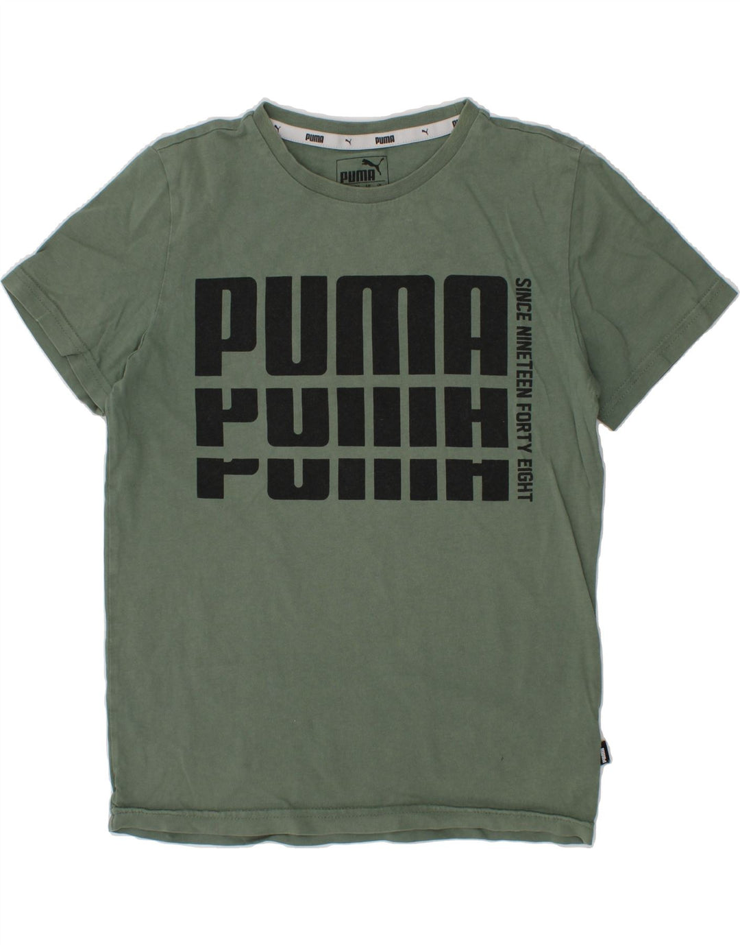 PUMA Boys Graphic T-Shirt Top 9-10 Years Green Cotton Vintage Puma and Second-Hand Puma from Messina Hembry 