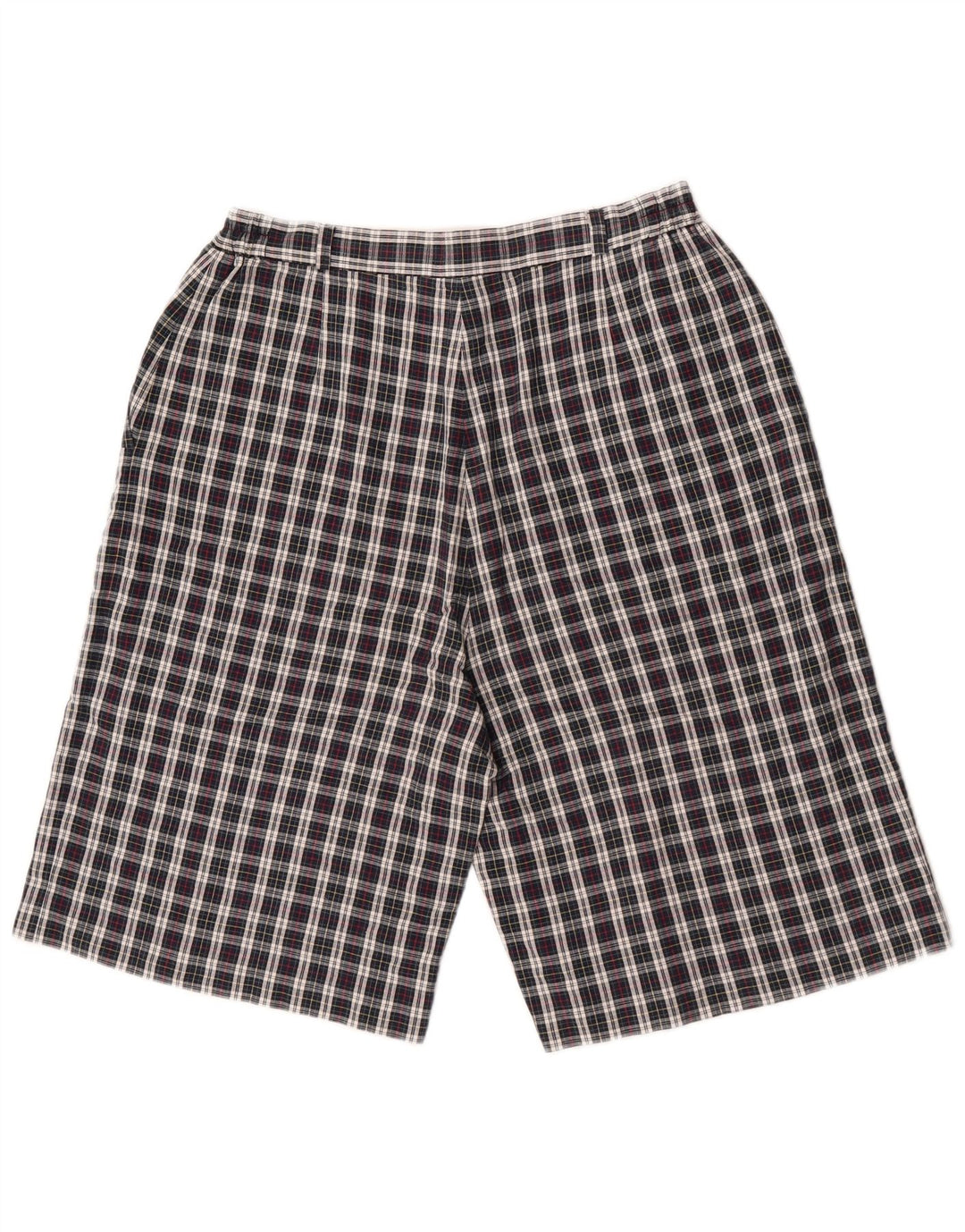 Shorts Chino feminino vintage W30 algodão xadrez médio azul marinho