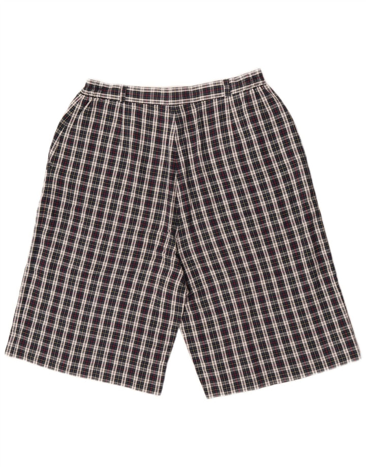 Shorts Chino feminino vintage W30 algodão xadrez médio azul marinho