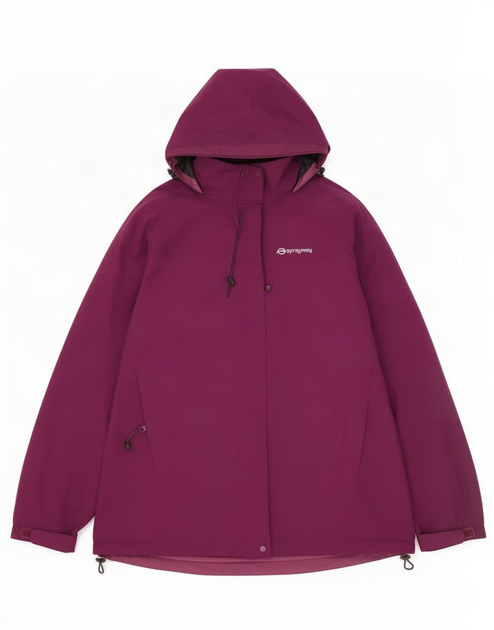 Jaqueta corta-vento com capuz feminino Sprayway Reino Unido 14 grande poliéster marrom