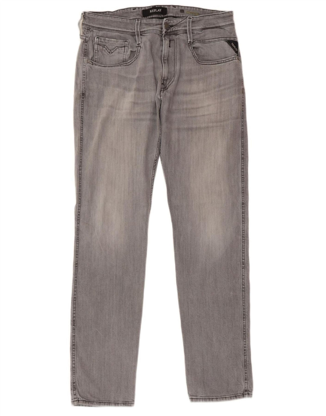 REPLAY Masculino Anbass Slim Jeans W34 L31 Cinza