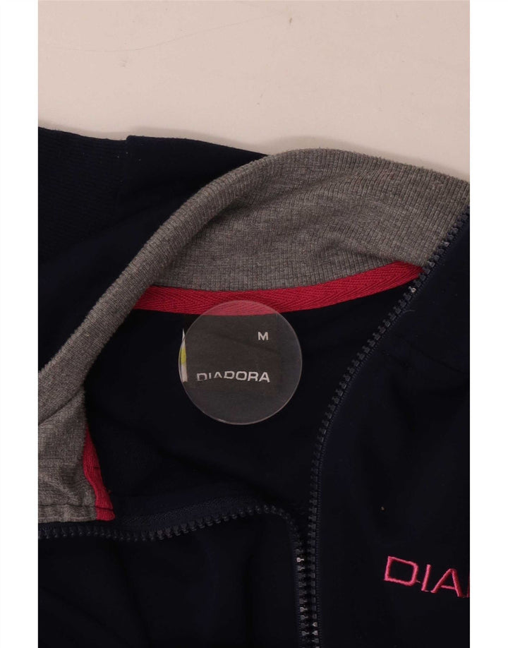 Diadora Womens Tracksuit Top Jacket UK 14 Medium Navy Blue Colourblock