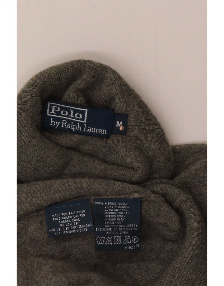 Suéter masculino Polo Ralph Lauren com gola redonda e lã cinza médio