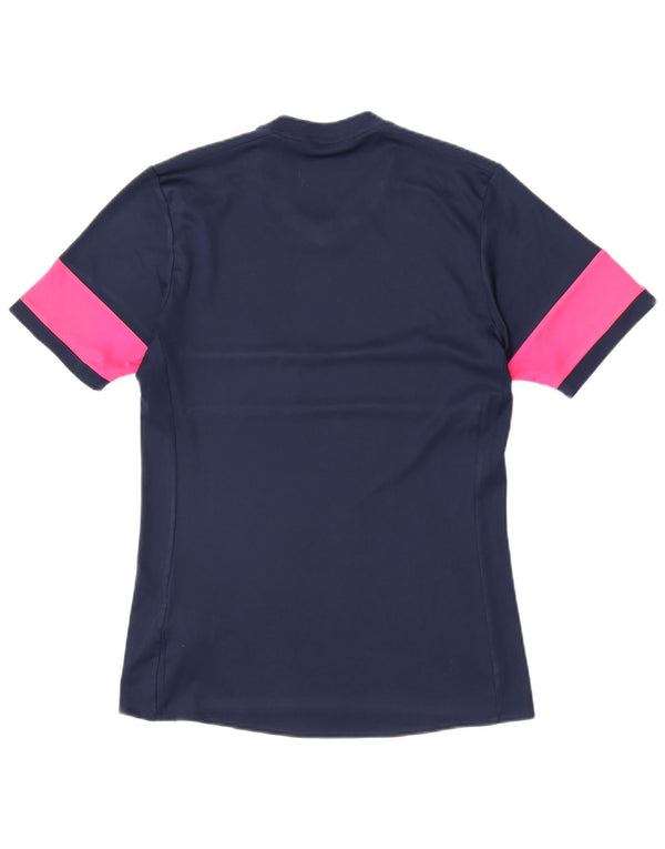 Camiseta Adidas Climalite Feminina Top UK 12 Médio Azul Marinho Colourblock