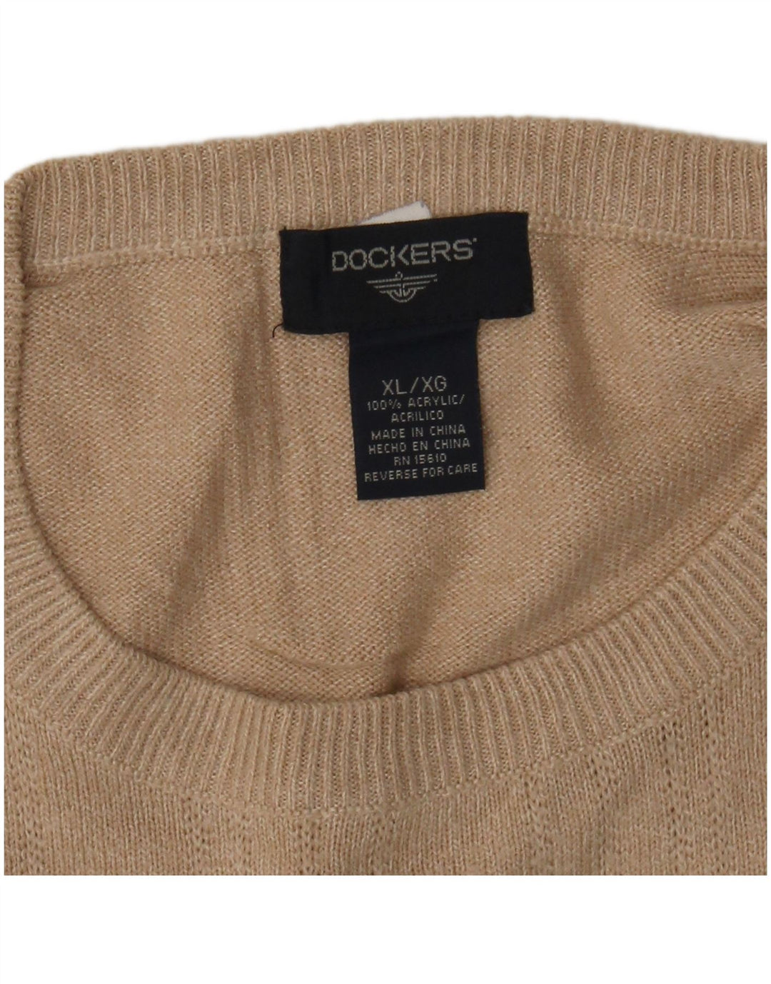 Suéter masculino DOCKERS com gola redonda XL bege listrado poliacrílico