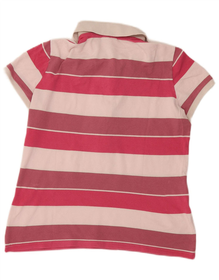 Camisa polo feminina Lacoste tamanho 46 XL algodão listrado multicolorido