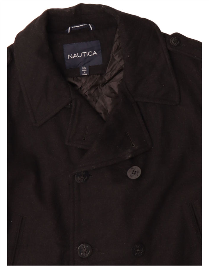 Casaco masculino NAUTICA Pea Coat UK 44 2XL lã preta