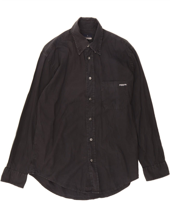 TRUSSARDI Mens Shirt Medium Black Cotton Vintage Trussardi and Second-Hand Trussardi from Messina Hembry 