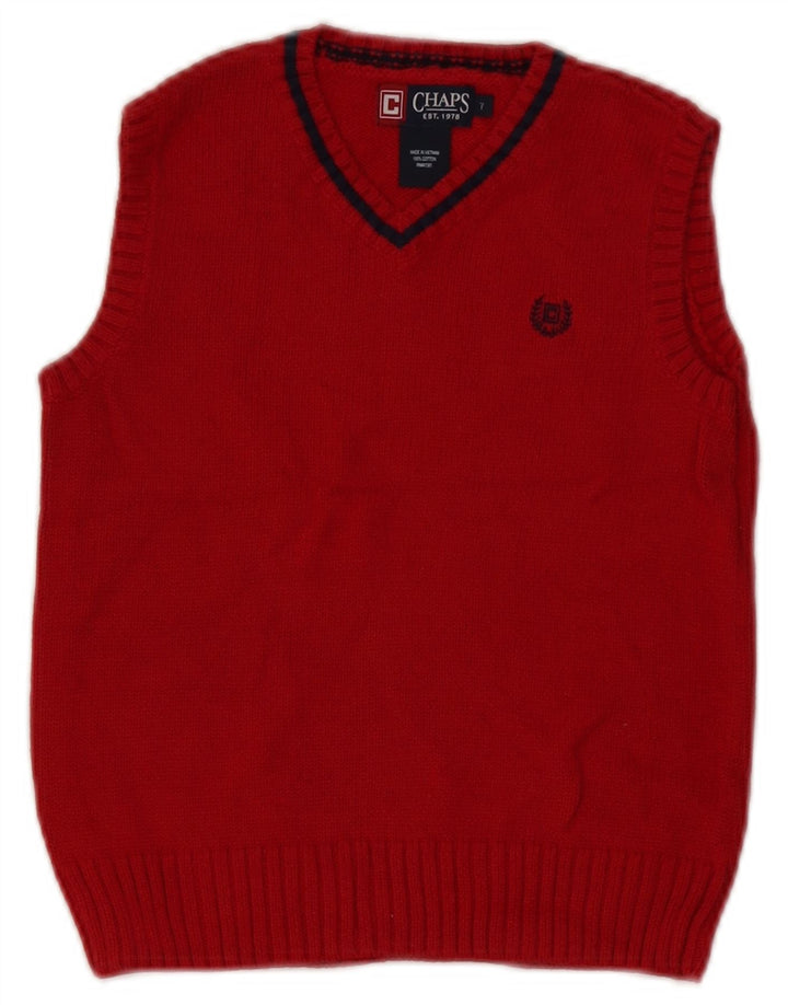 Chaps Girls Vest Tank Top 6-7 Anos Algodão Vermelho