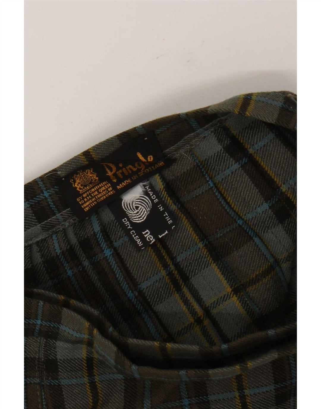 Saia feminina Pringle Kilted W26 pequena xadrez verde de lã nova
