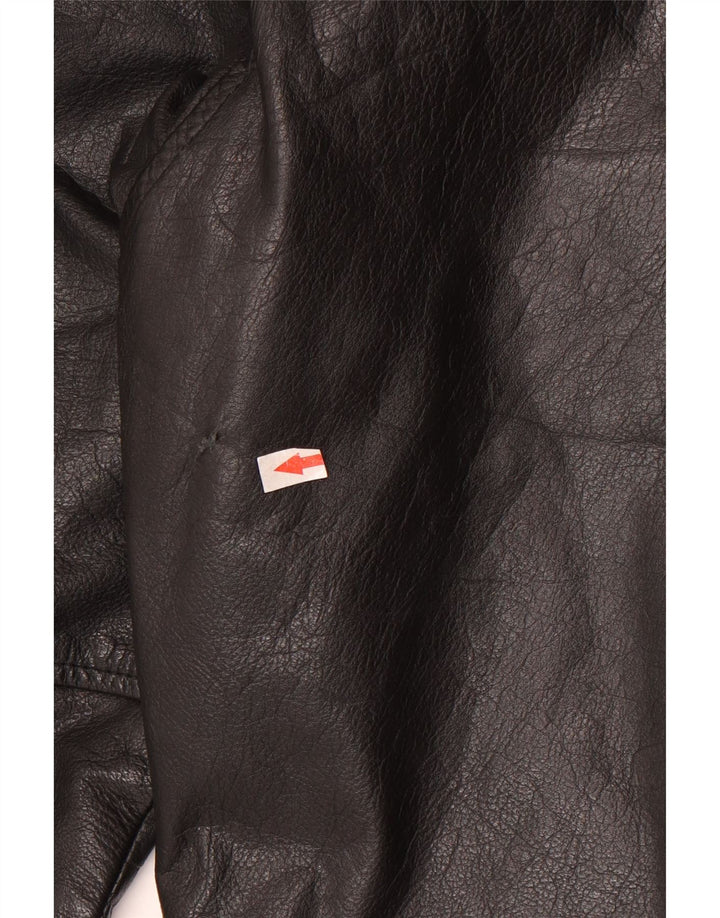 Casaco de couro vintage masculino solto Reino Unido 38 couro preto médio