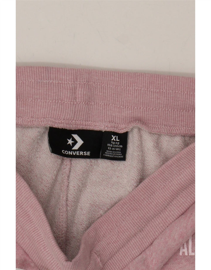 CONVERSE Girls Tracksuit Trousers Joggers 13-14 Years XL Pink Cotton Vintage Converse and Second-Hand Converse from Messina Hembry 