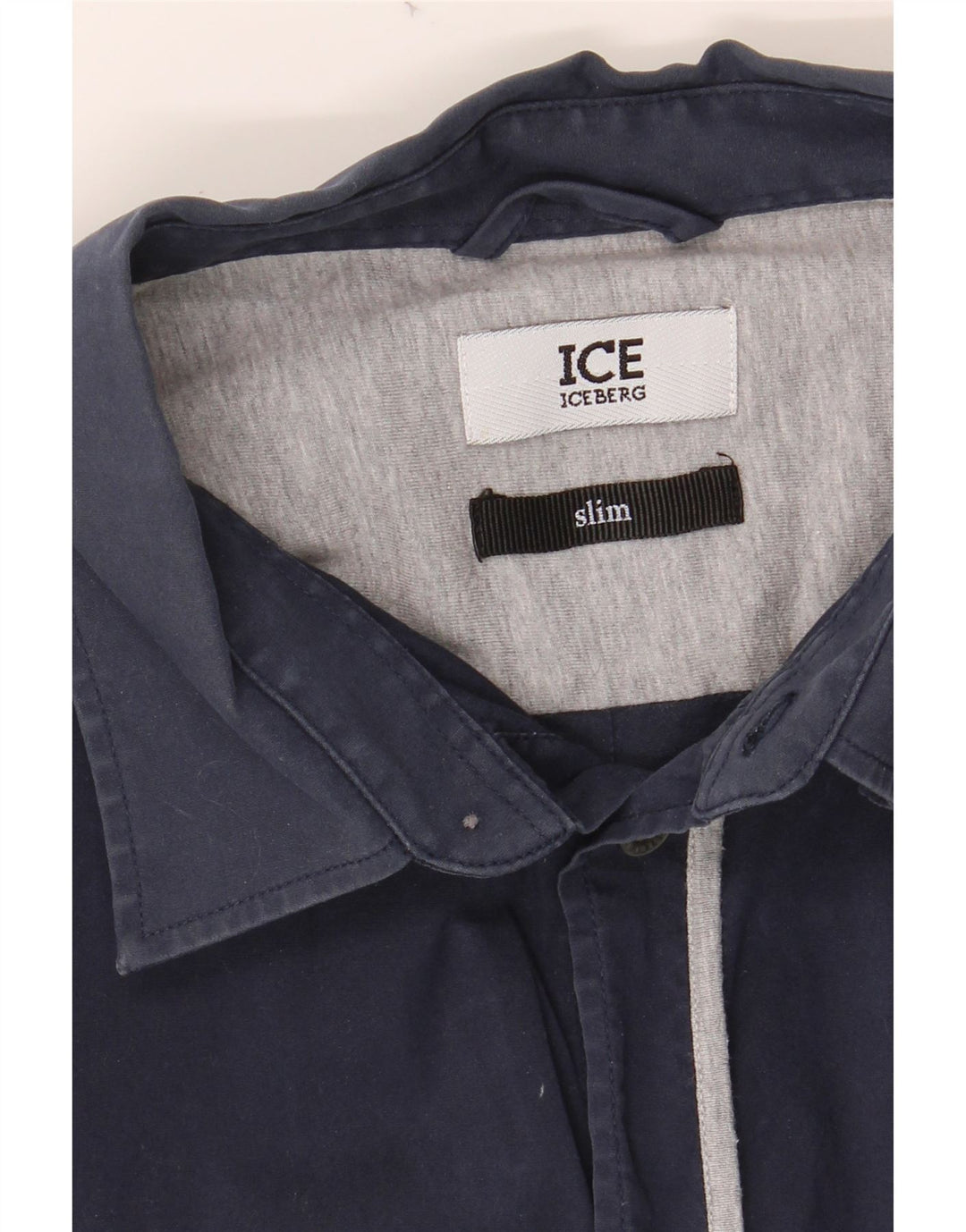 Camisa Slim Masculina ICEBERG Azul Marinho Médio