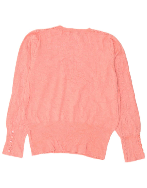 Suéter feminino Marks & Spencer com gola redonda Reino Unido 12 viscose rosa médio