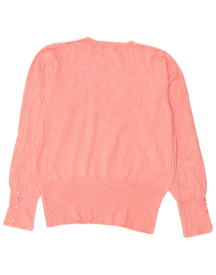 Suéter feminino Marks & Spencer com gola redonda Reino Unido 12 viscose rosa médio