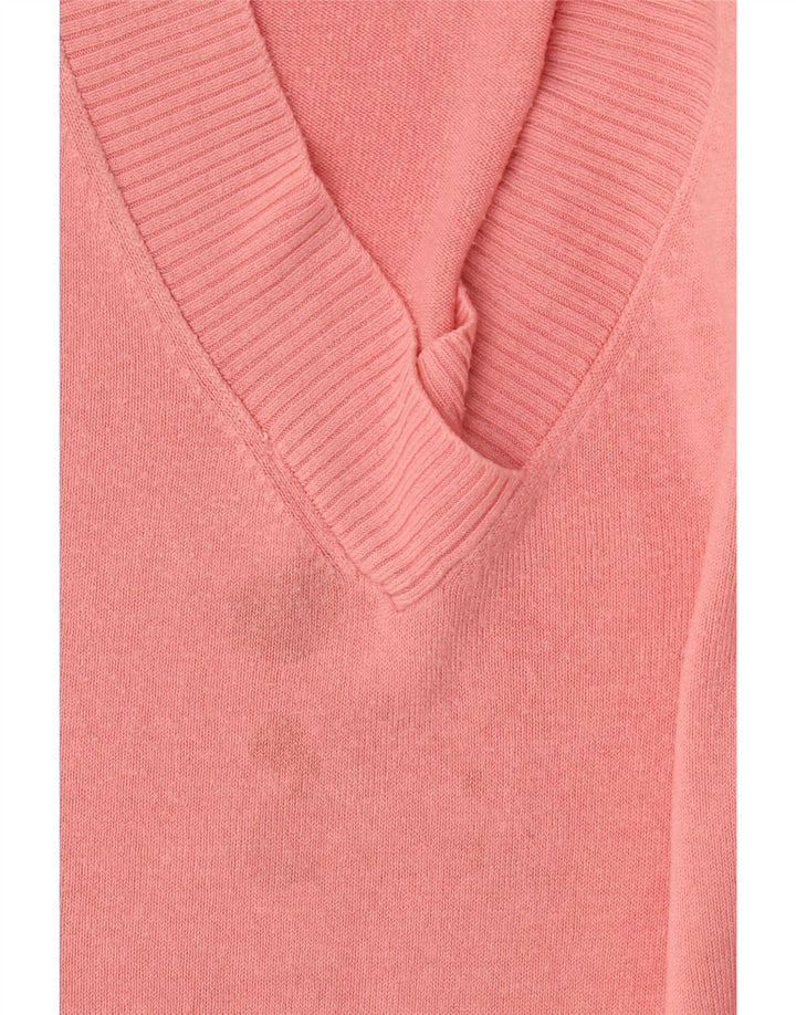 Suéter feminino Marks & Spencer grande com decote em V Reino Unido 16 grande rosa