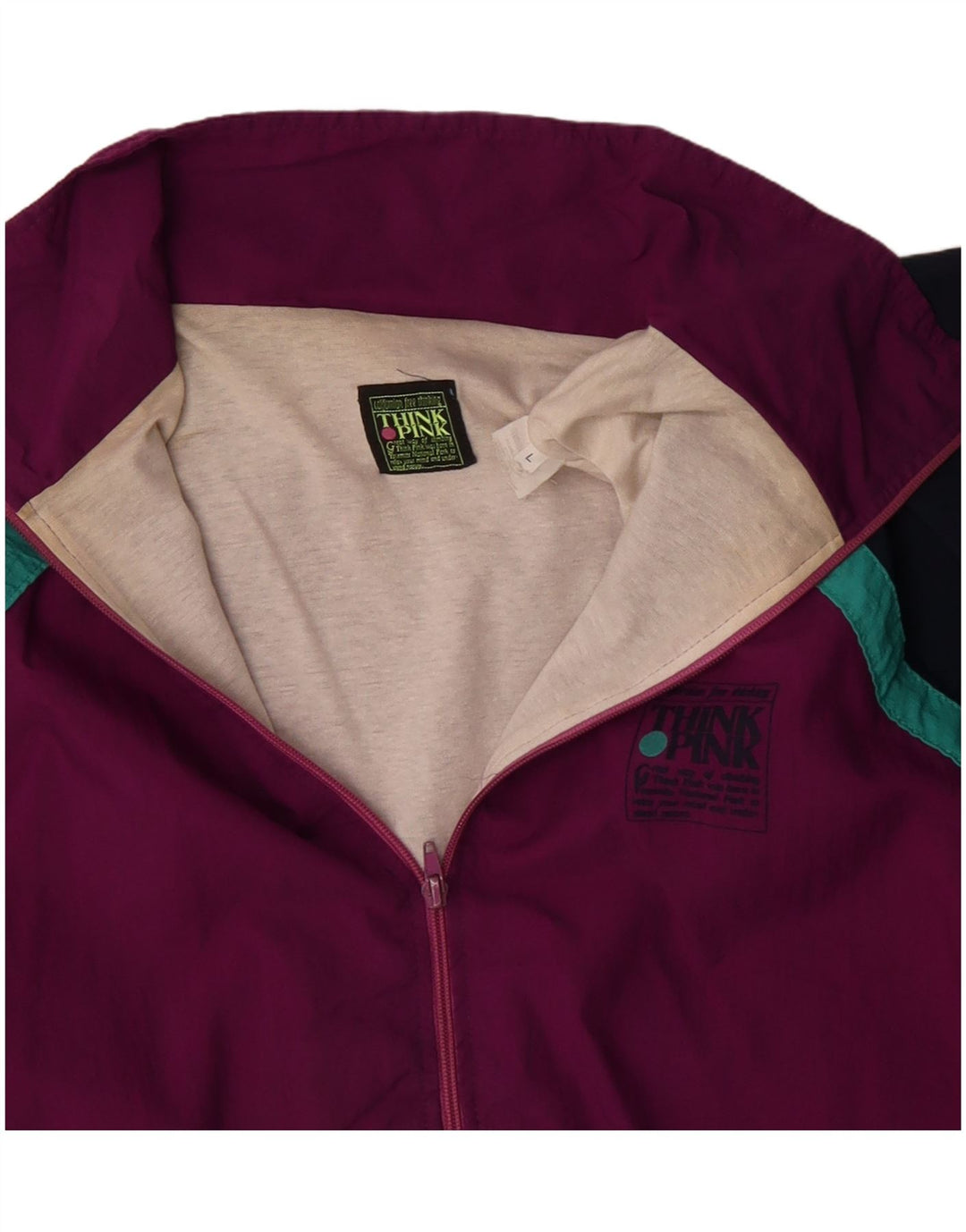 THINK PINK Jaqueta masculina de agasalho grande poliéster colorblock cor de vinho