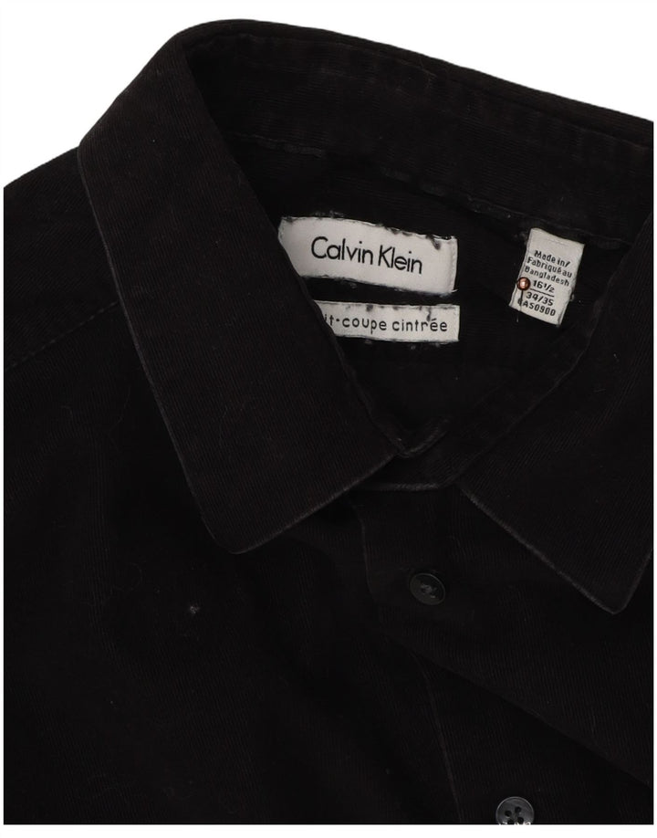 Camisa masculina de veludo Calvin Klein tamanho 16 1/2 grande algodão preto