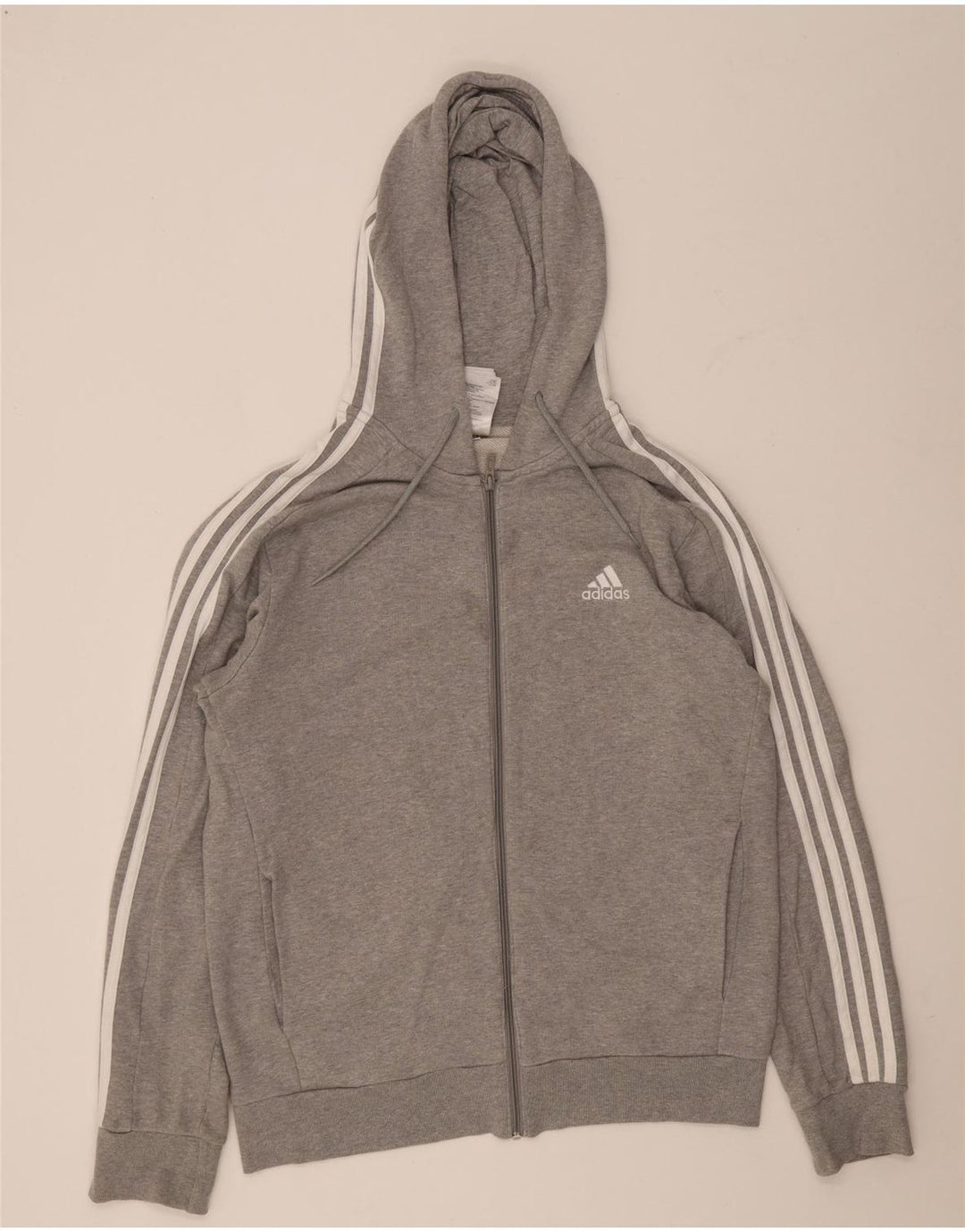 Adidas masculino regular fit zip moletom com capuz médio algodão cinza