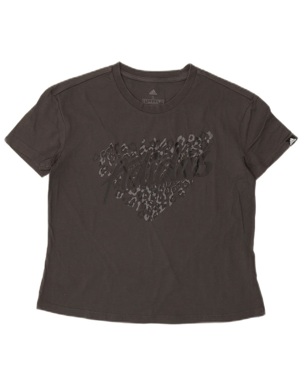 Camiseta Adidas Feminina Graphic Top UK 8/10 Pequeno Algodão Cinza