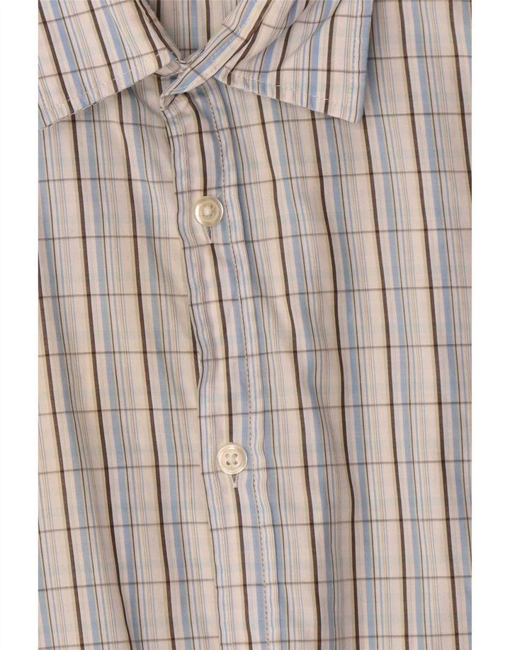 Camisa masculina de manga curta Hugo Boss XL azul xadrez algodão