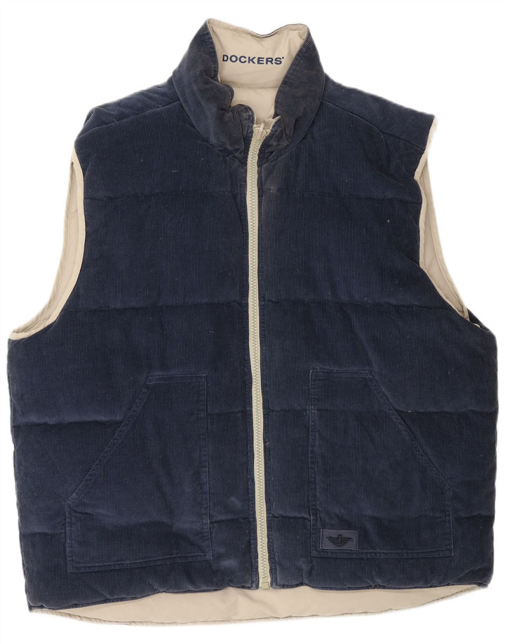 Colete acolchoado reversível masculino Dockers UK 44 2XL poliéster bege
