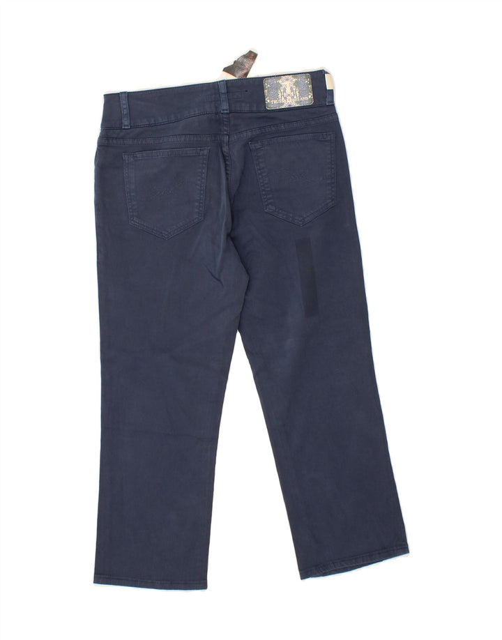 TRUSSARDI Womens Straight Capri Trousers W27 L22 Navy Blue Cotton Vintage Trussardi and Second-Hand Trussardi from Messina Hembry 