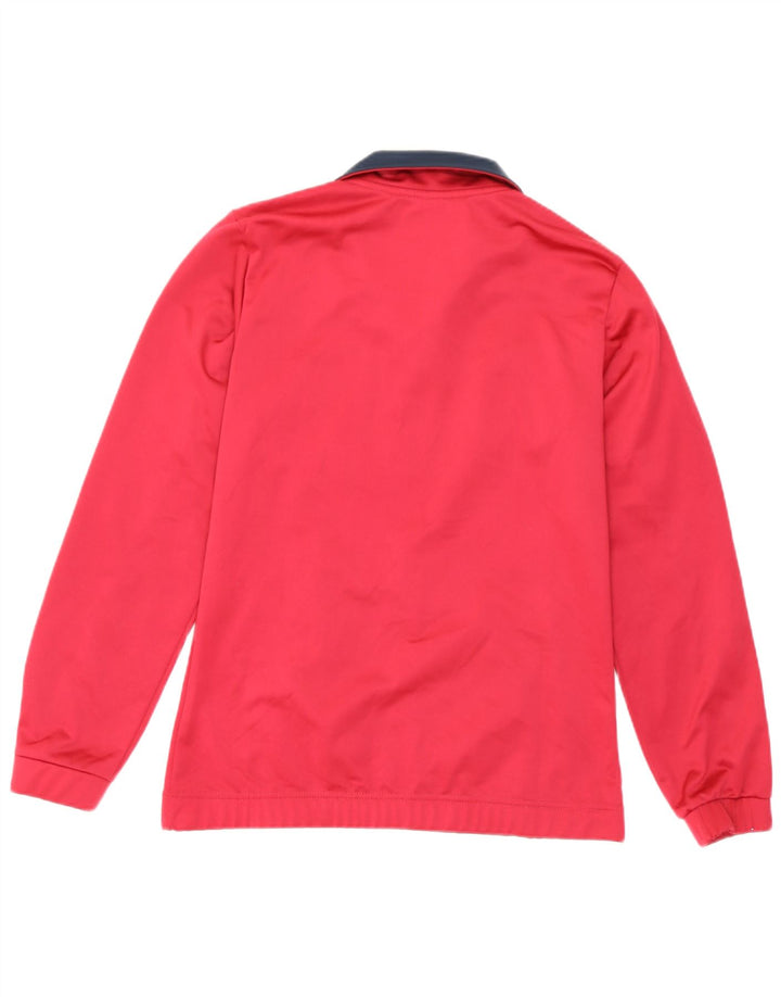 Asics Womens Tracksuit Top Jacket UK 14 Medium Red Colourblock Poliéster