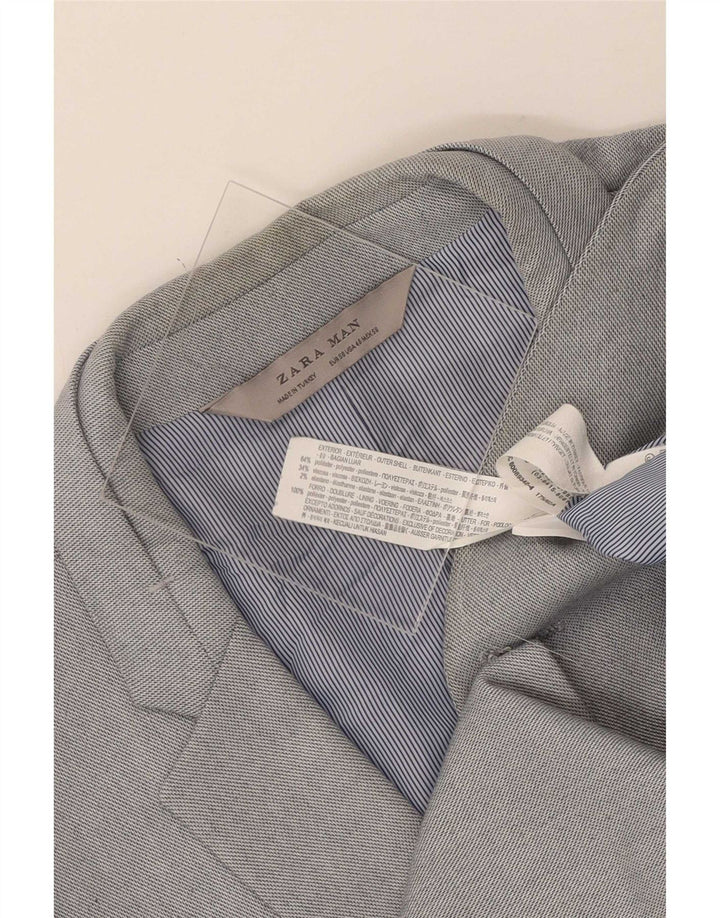 Jaqueta blazer masculina Zara com 2 botões EU 56 XL cinza poliéster