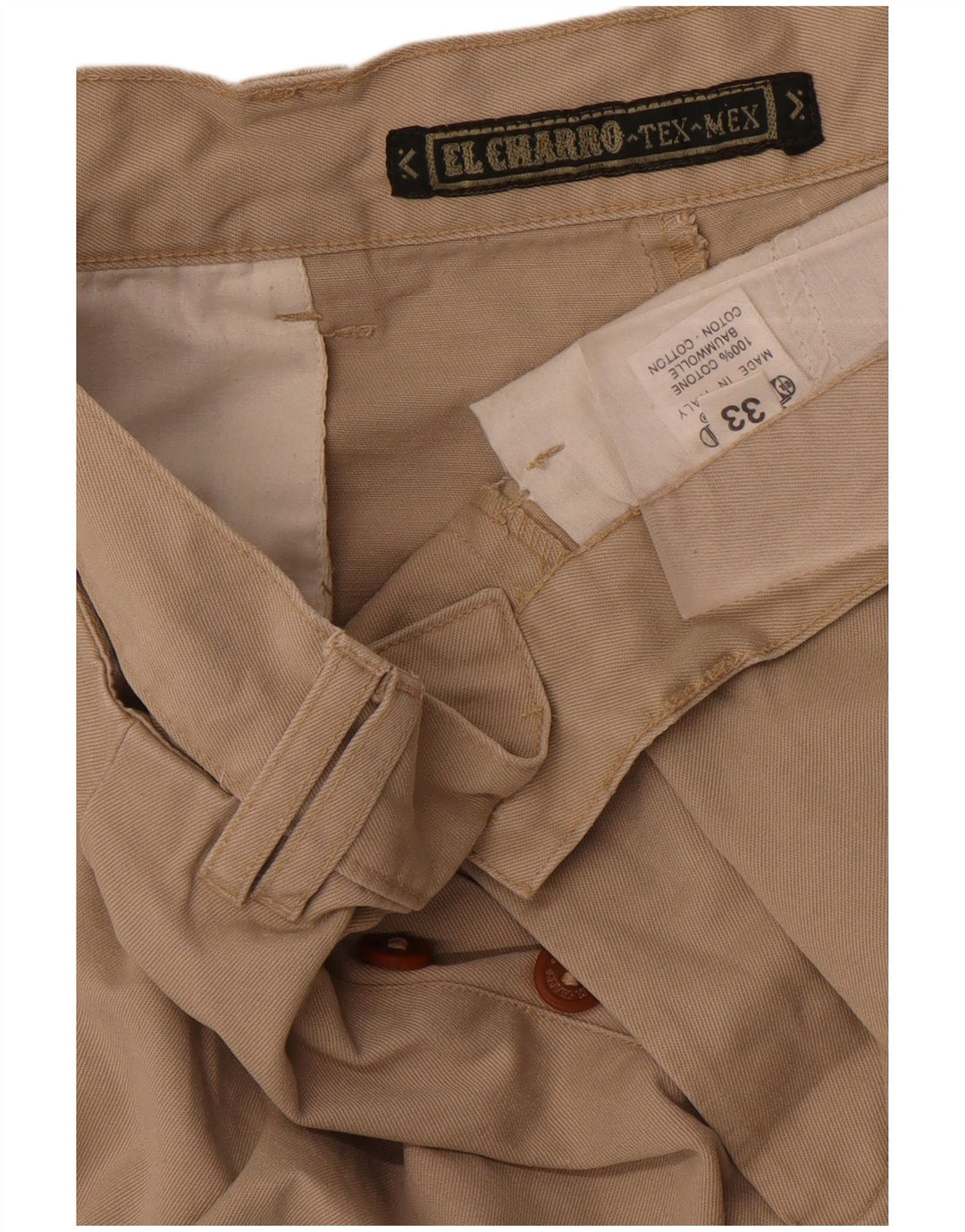 Calça chino masculina EL CHARRO W33 L30 algodão bege