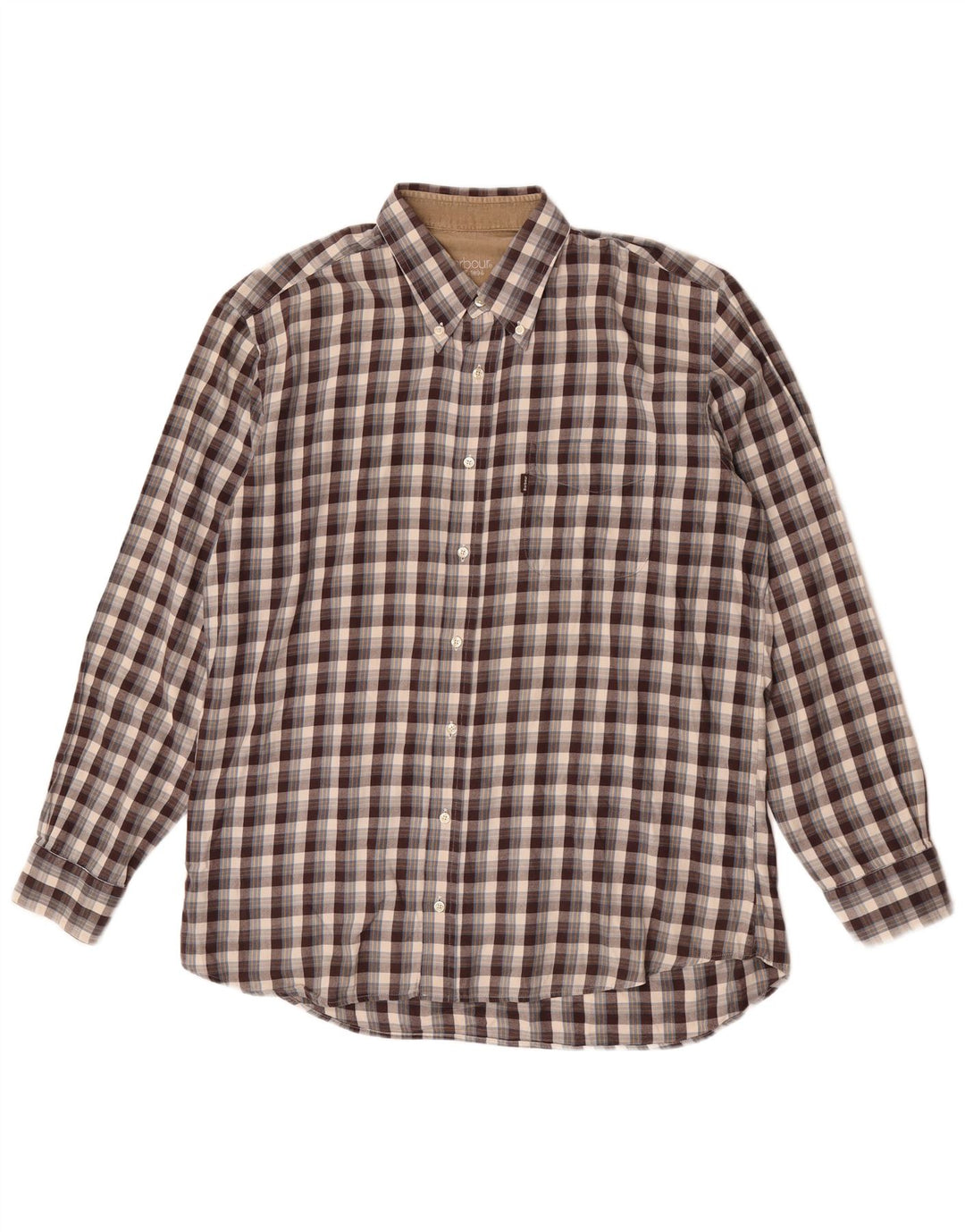 Camisa masculina de flanela Barbour grande algodão xadrez marrom