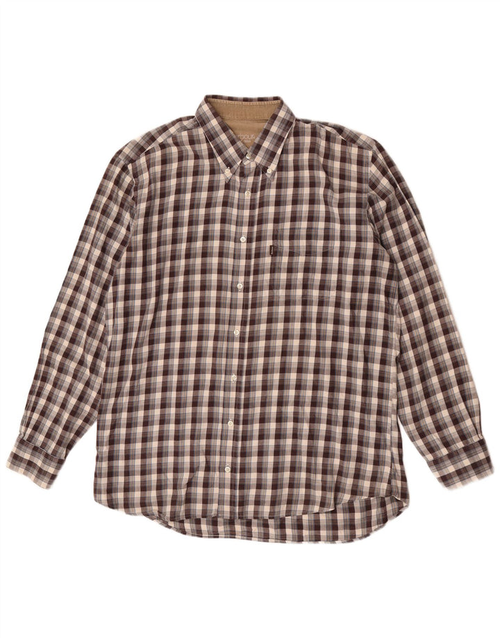 Camisa masculina de flanela Barbour grande algodão xadrez marrom