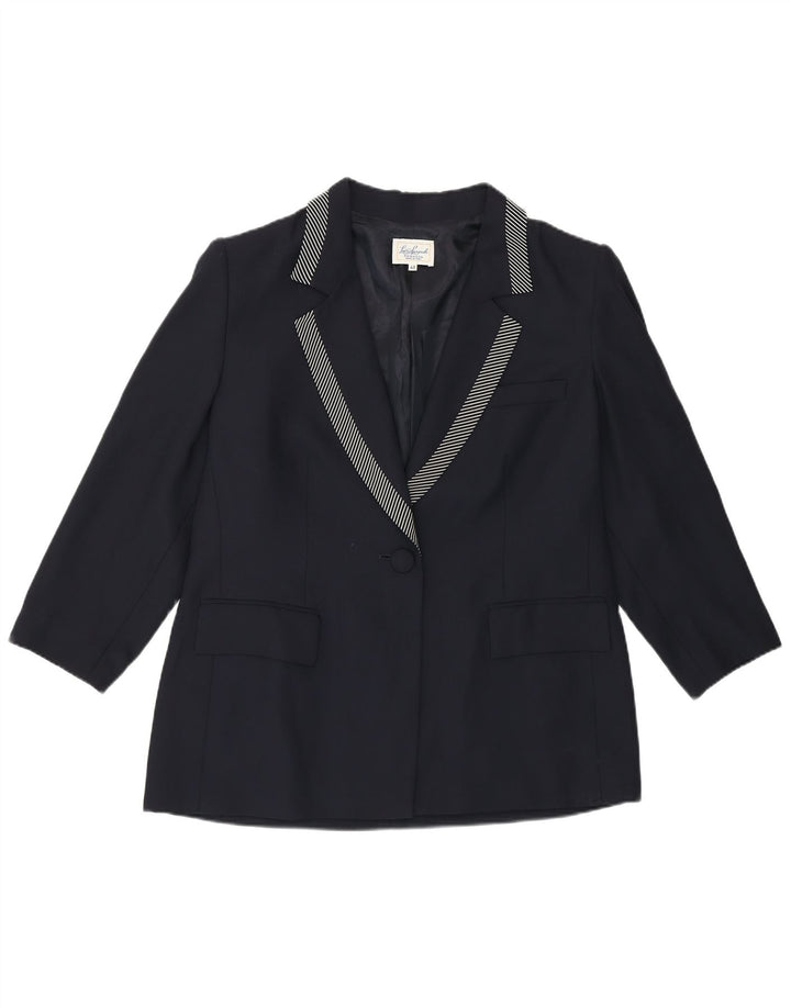 Jaqueta blazer feminina Luisa Spagnoli com 1 botão IT 48 XL azul marinho acetato