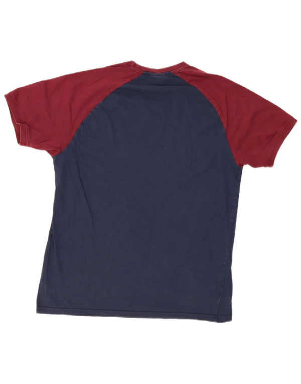 Ellesse Camiseta masculina gráfica top grande algodão colorblock azul marinho