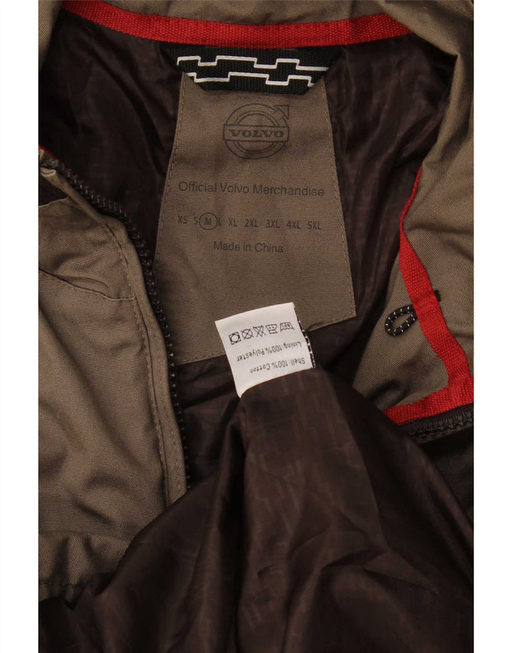 Jaqueta bomber gráfica masculina Volvo UK 38 algodão colorblock cinza médio