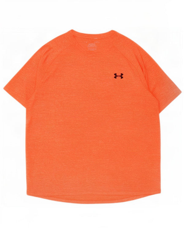 Camiseta masculina Under Armour Top poliéster manchado laranja médio