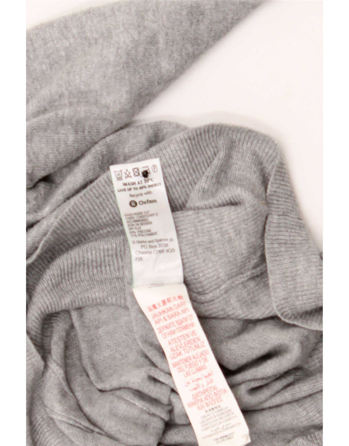 Suéter cardigã feminino com babados da Marks & Spencer UK 14 cinza médio manchado