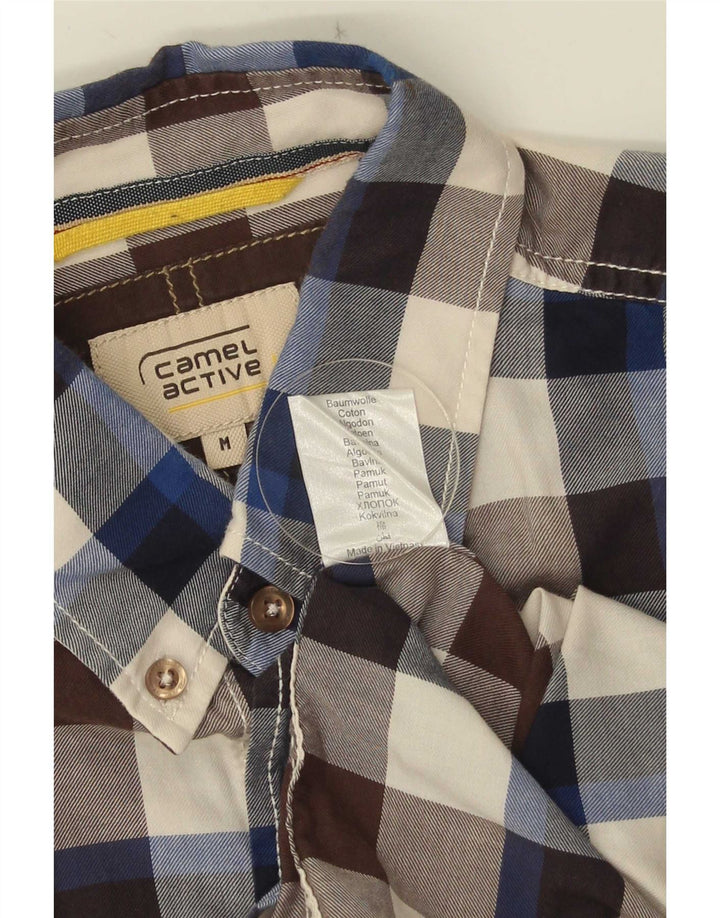 Camel Active Camisa masculina média multicolorida de algodão guingão