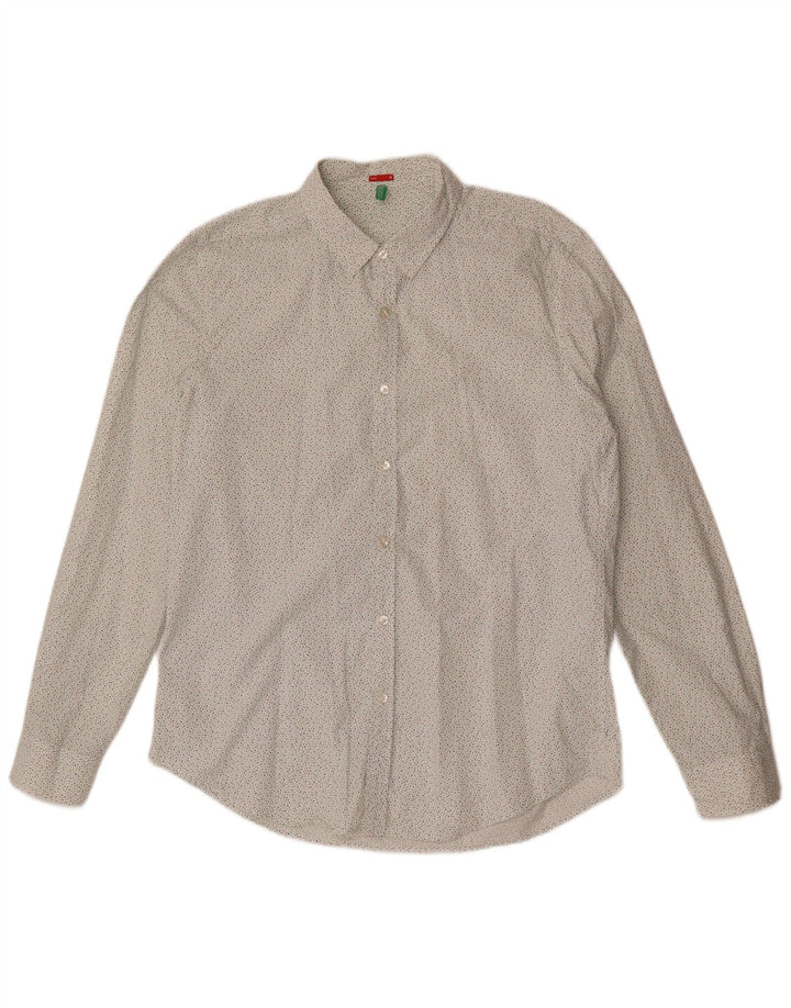 Camisa masculina slim fit BENETTON grande branca manchada