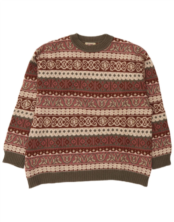 Suéter masculino Sisley com gola redonda XL multicolorido Fair Isle