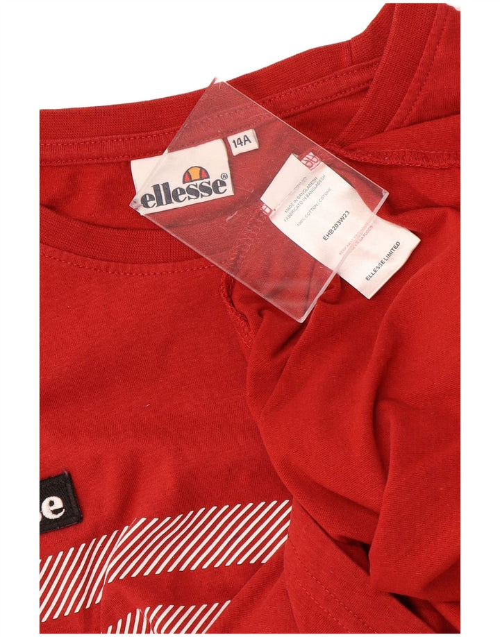 Ellesse Meninos Top Manga Comprida 13-14 Anos Listrado Vermelho Algodão
