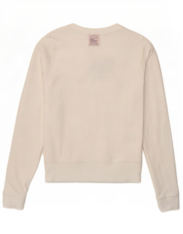 Suéter gráfico feminino New Balance UK 10 pequeno algodão branco