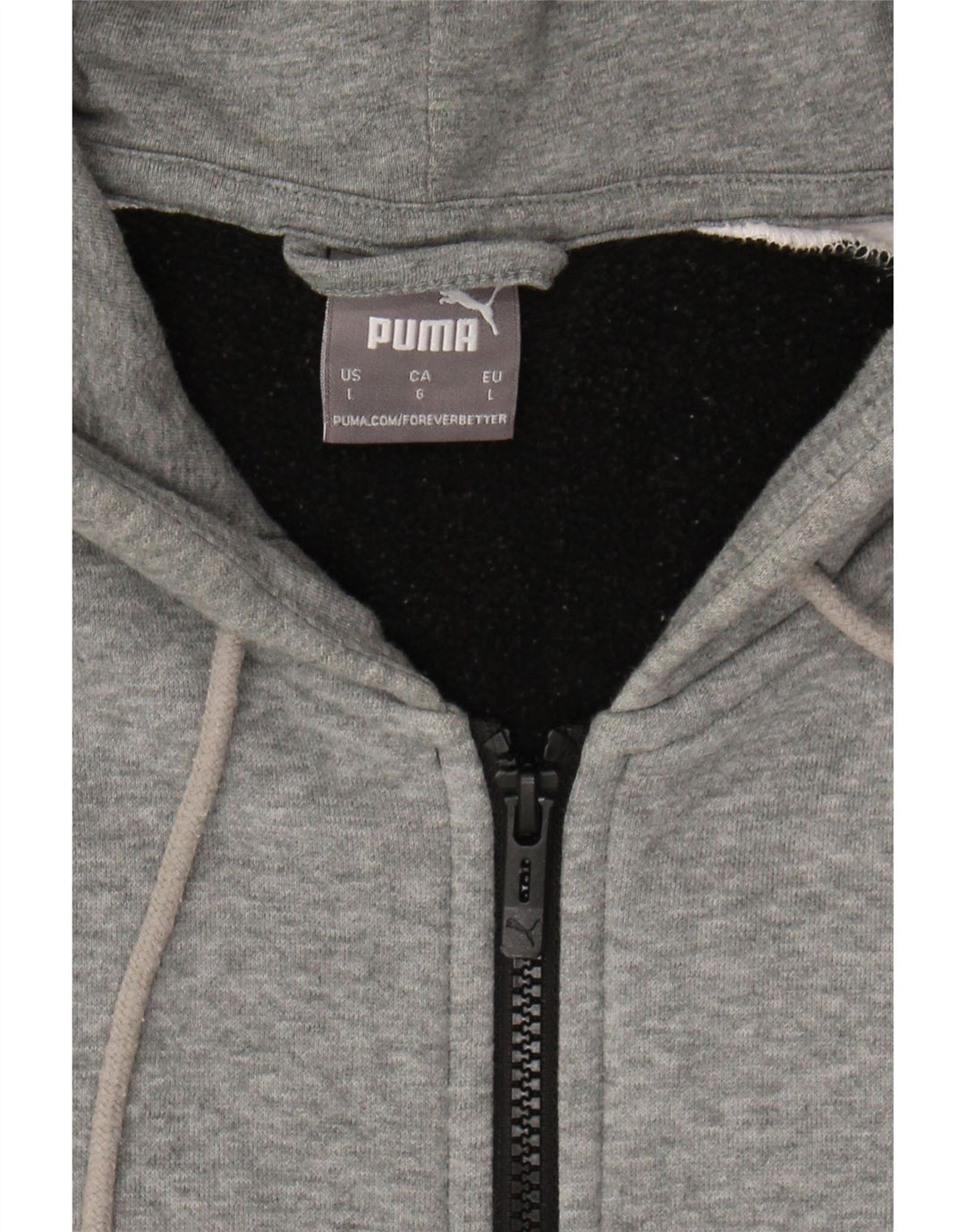 PUMA Mens Zip Hoodie Sweater Large Black Colourblock Cotton Vintage Puma and Second-Hand Puma from Messina Hembry 