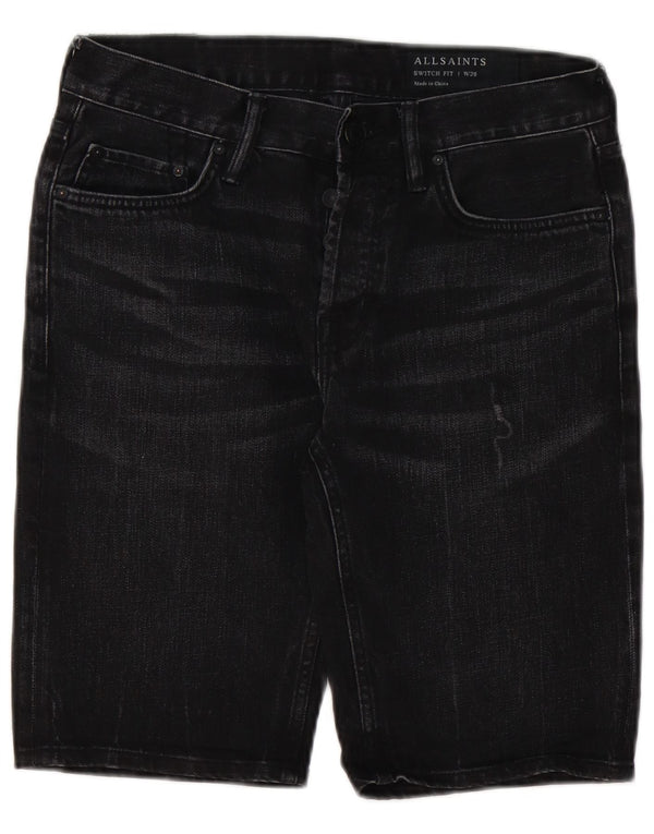 Shorts jeans All Saints masculino Switch Fit W28 algodão preto médio