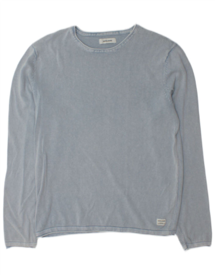 Suéter masculino Jack & Jones com gola canoa de algodão azul médio