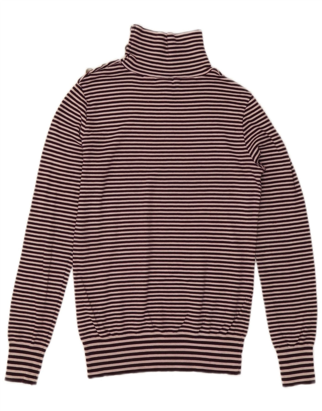 Suéter feminino Massimo Dutti com gola redonda e gola redonda, listrado roxo médio, Reino Unido 12