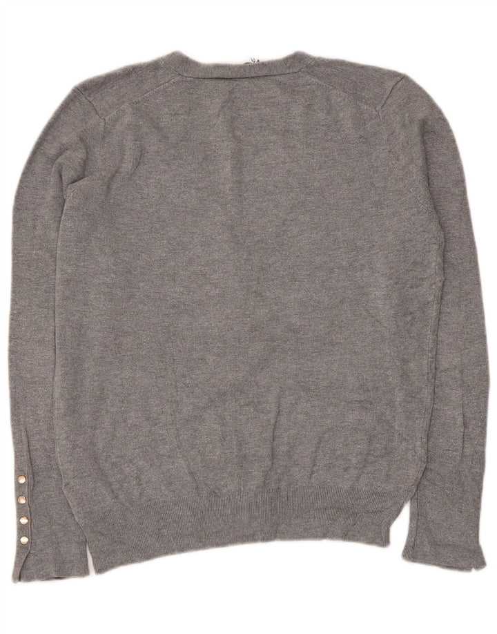 Suéter cardigã feminino Zara Reino Unido 14 grande viscose cinza