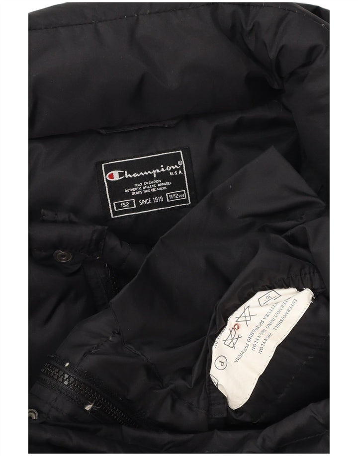 CHAMPION Jaqueta acolchoada com capuz para meninos 11-12 anos poliéster preto
